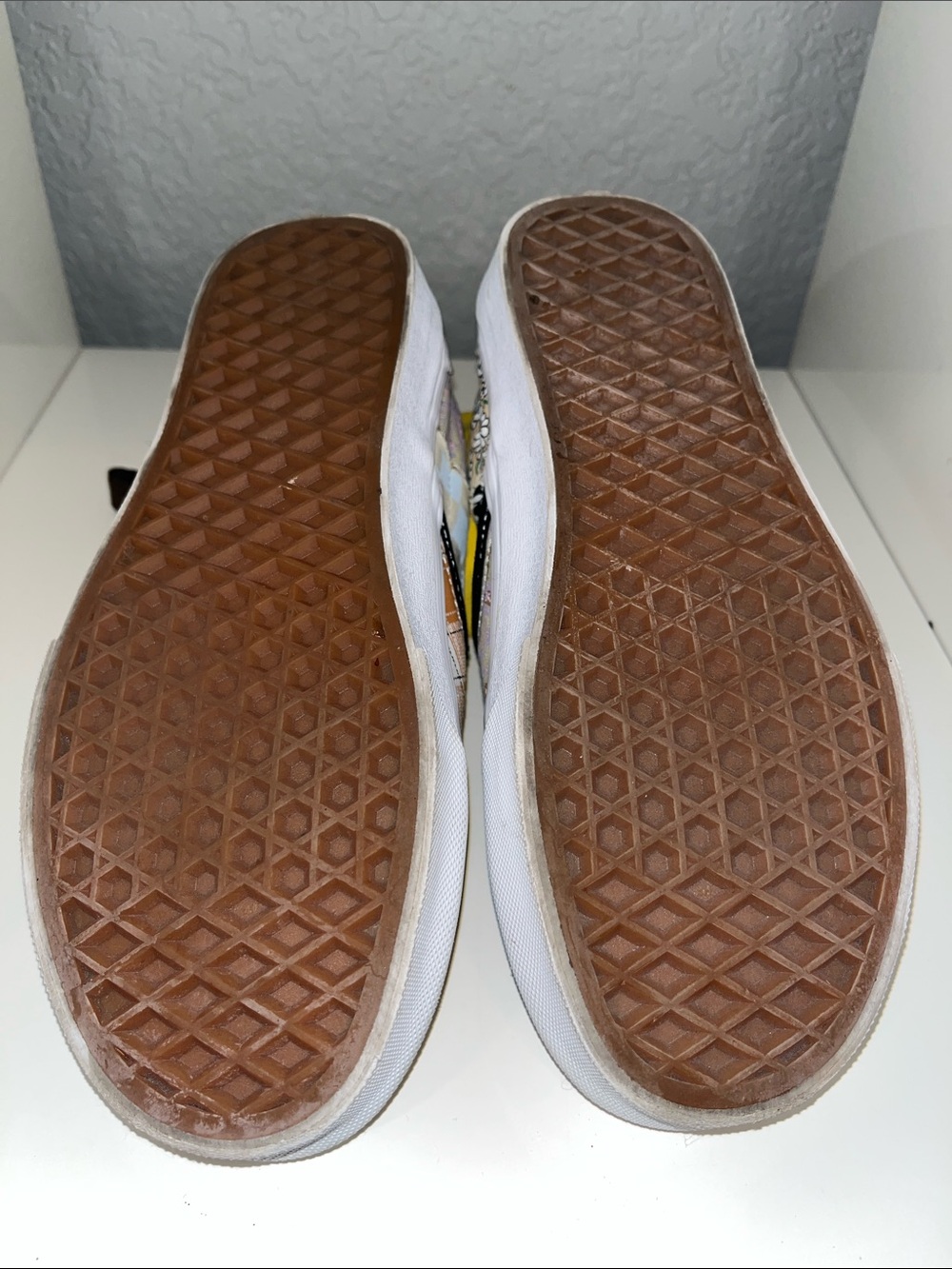 Vans Women’s Patchwork Slip-On Sneakers in Black, Yellow, Orange, Tan, Blue - Picture 4 of 5